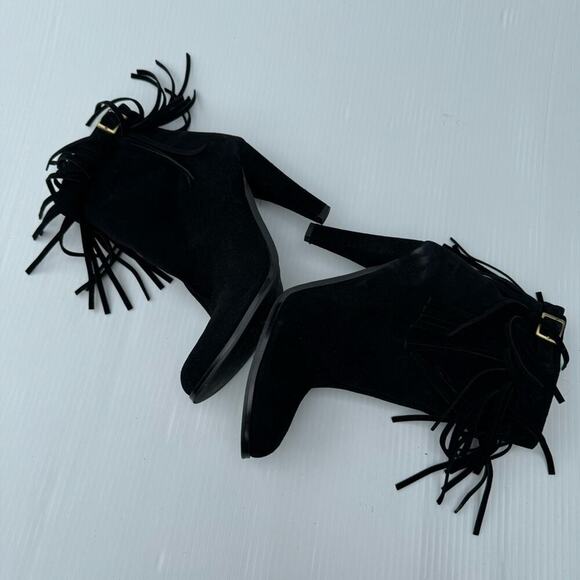 Colin Stuart genuine leather suede fringe bootie black size 8.5 - Picture 4 of 9